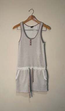 CP Lounge Waffle Knit Henley Drawstring Dress Size S